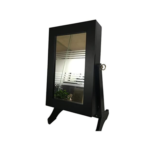 Standing Jewelry Cabinet with Mirror Lockable Organizer Makeup Storage