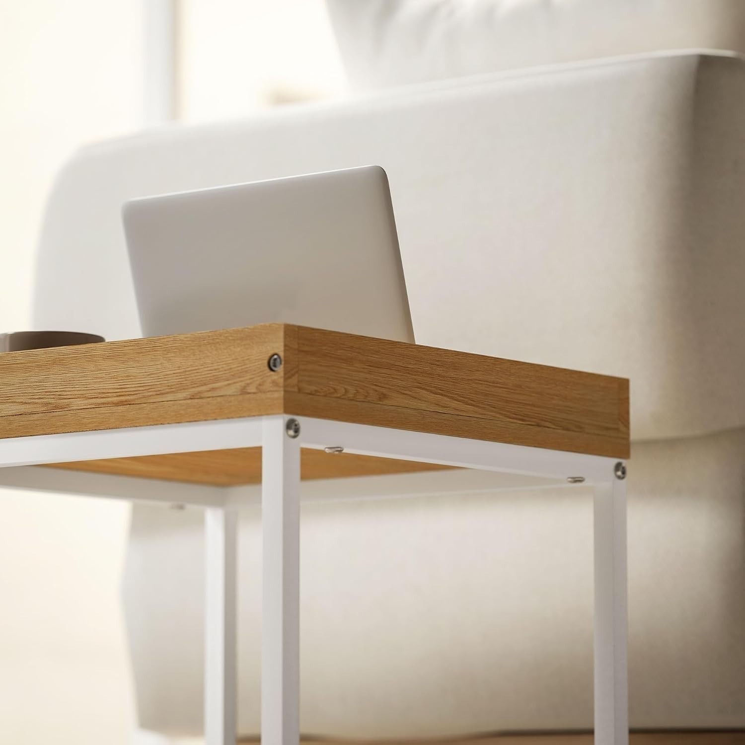 Modern Nesting Coffee Table Set Wood White Square Side End Tables Storage Tray T