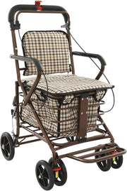 Foldable 4-Wheel Shopping Cart with Seat – Rollator Walker for Seniors
