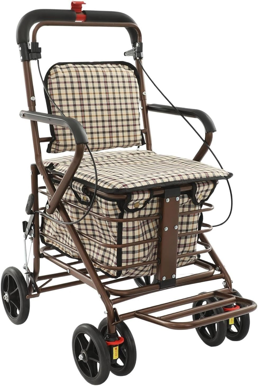 Foldable 4-Wheel Shopping Cart with Seat – Rollator Walker for Seniors