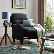 High Back Recliner Armchair Push Back Dark Grey Fabric Lounge Chair
