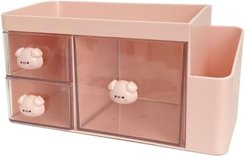 Desk Organizer with 2 Drawers Plastic Desktop Storage for Office