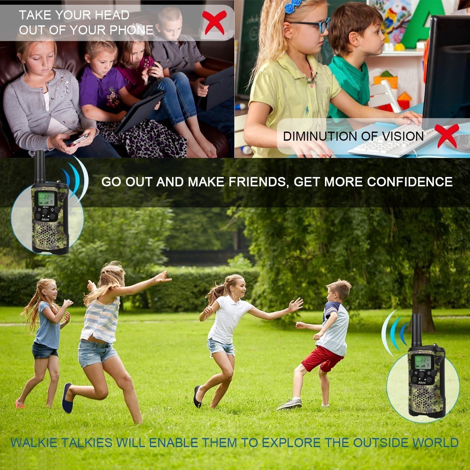 Kids Walkie Talkies 8 Channel Long Range 3KM Outdoor Toy Gift Set