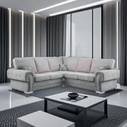 Grey Chesterfield 5-Seater L-Shape Sofa with Soft Chenille & High Back