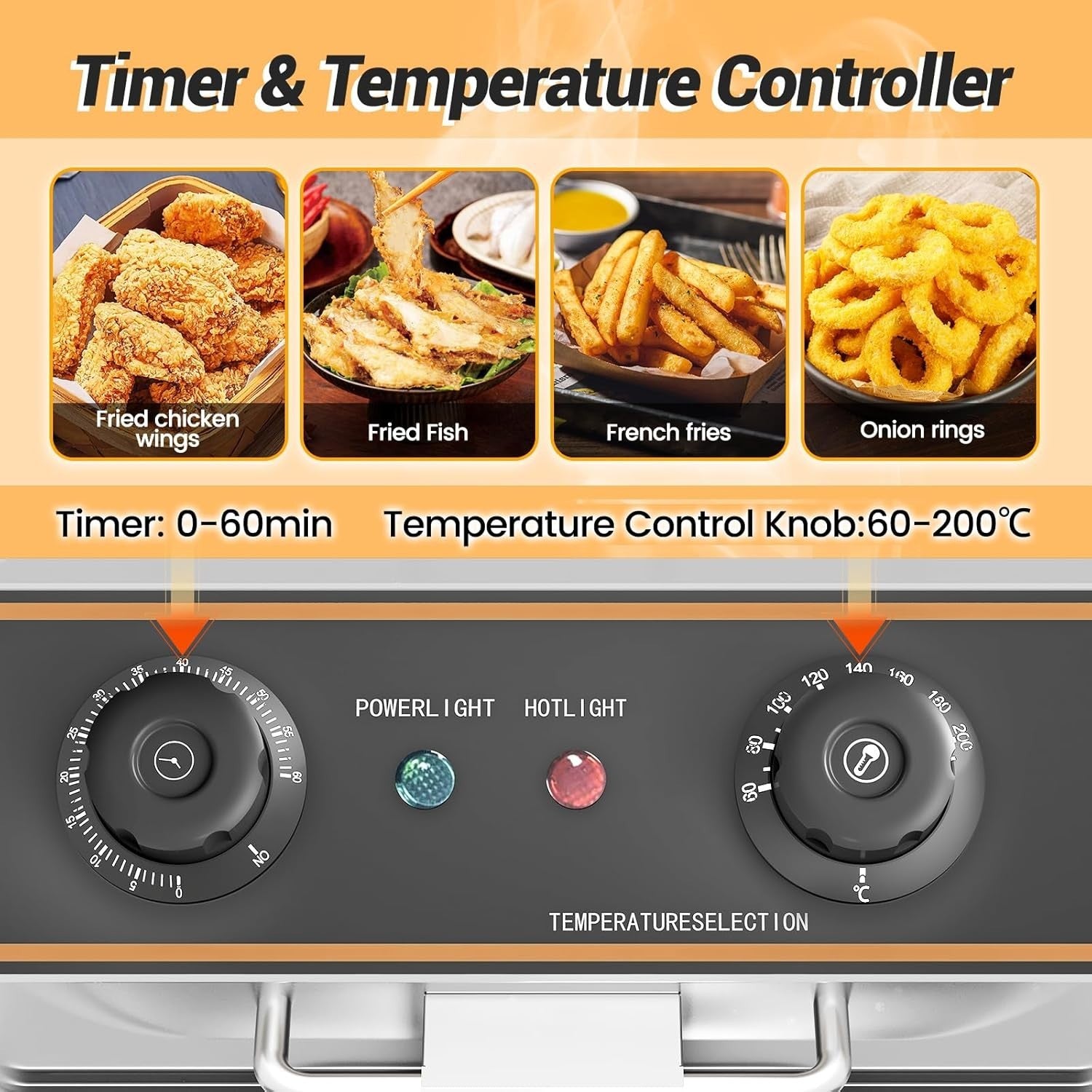 Commercial Electric Deep Fryer 6L 2500W Stainless Steel Drain Tap Countertop