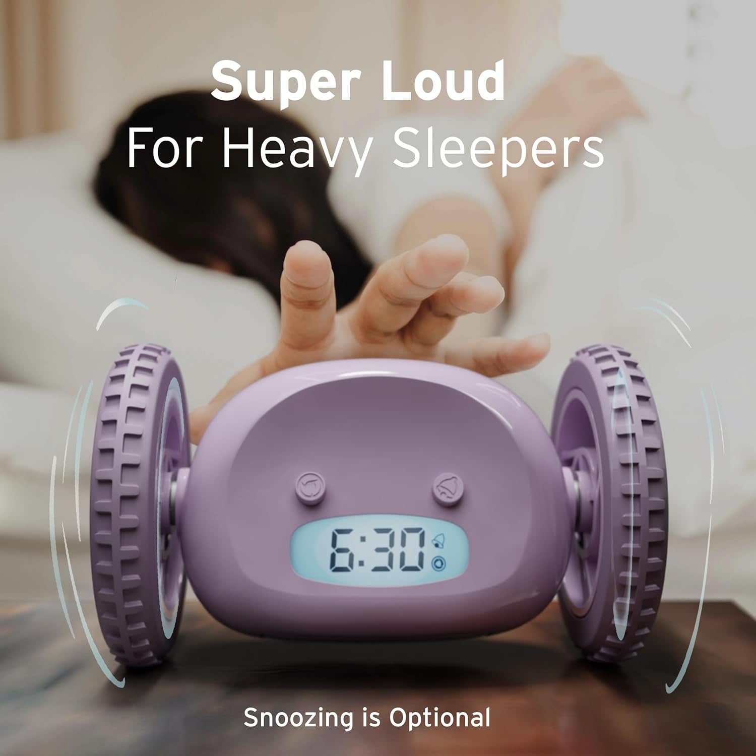 Runaway Alarm Clock on Wheels Extra Loud Heavy Sleeper Rolling Jumping