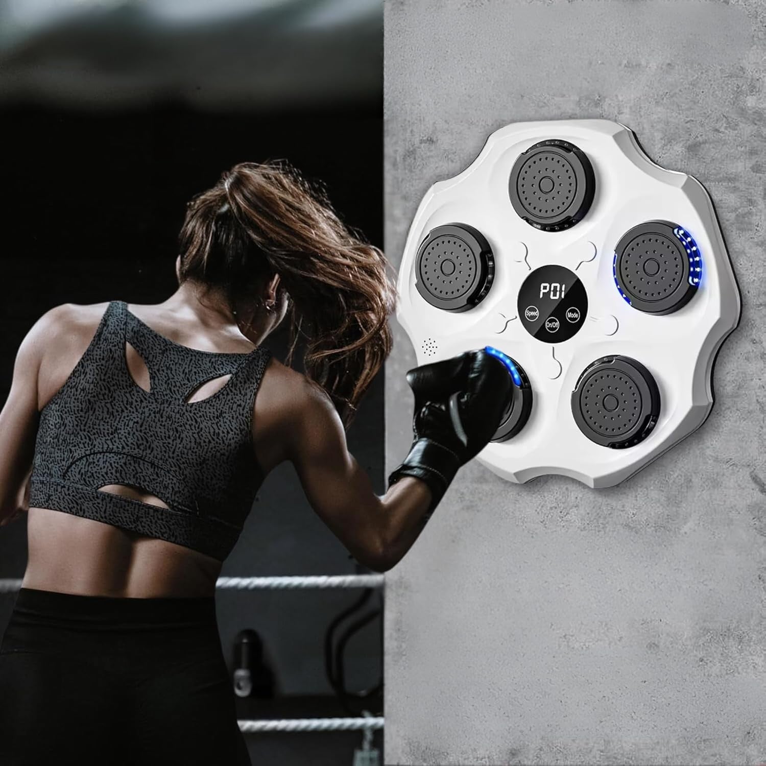 Music Boxing Machine Wall Mounted Bluetooth LED Punch Trainer Home