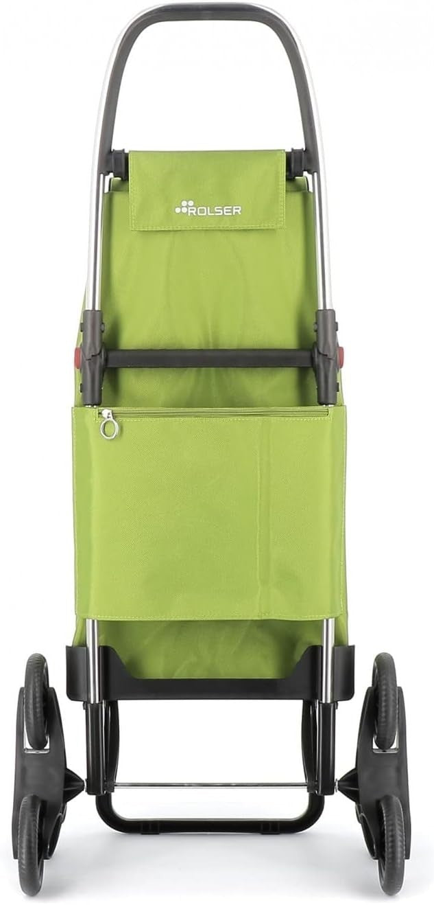 Foldable 6-Wheel Stair Climber Shopping Trolley – Lightweight Aluminium, Lime