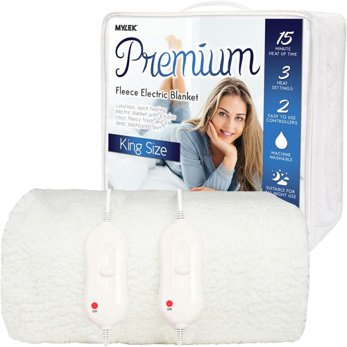 King Electric Underblanket Dual Control Fitted Mattress Cover Fast Heat Washable