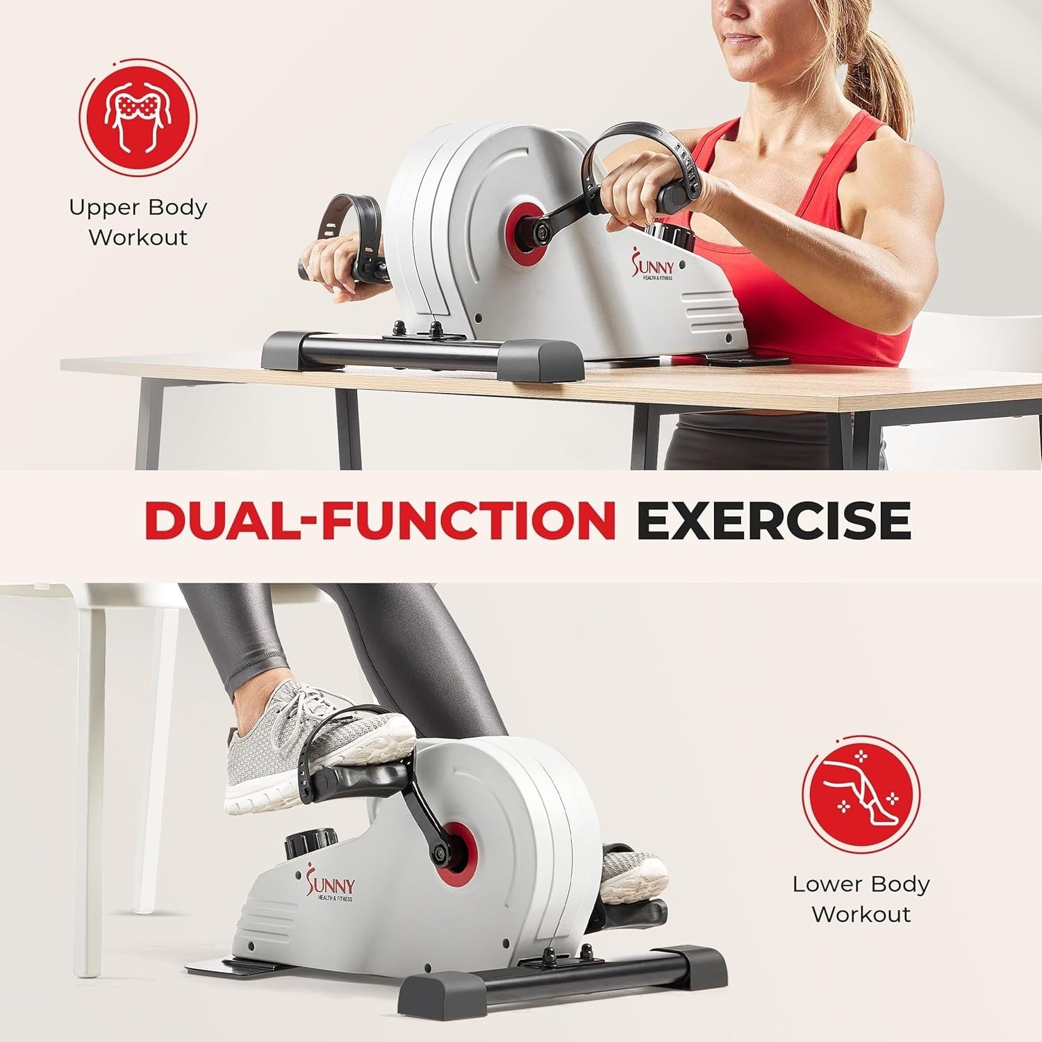 Seated Pedal Exerciser Under Desk Magnetic Bike for Arms Legs Quiet