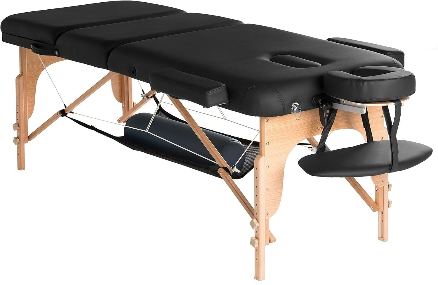 Deluxe Liftback Massage Table 7cm Foam w/ Face Cradle Side Arms Shelf Black