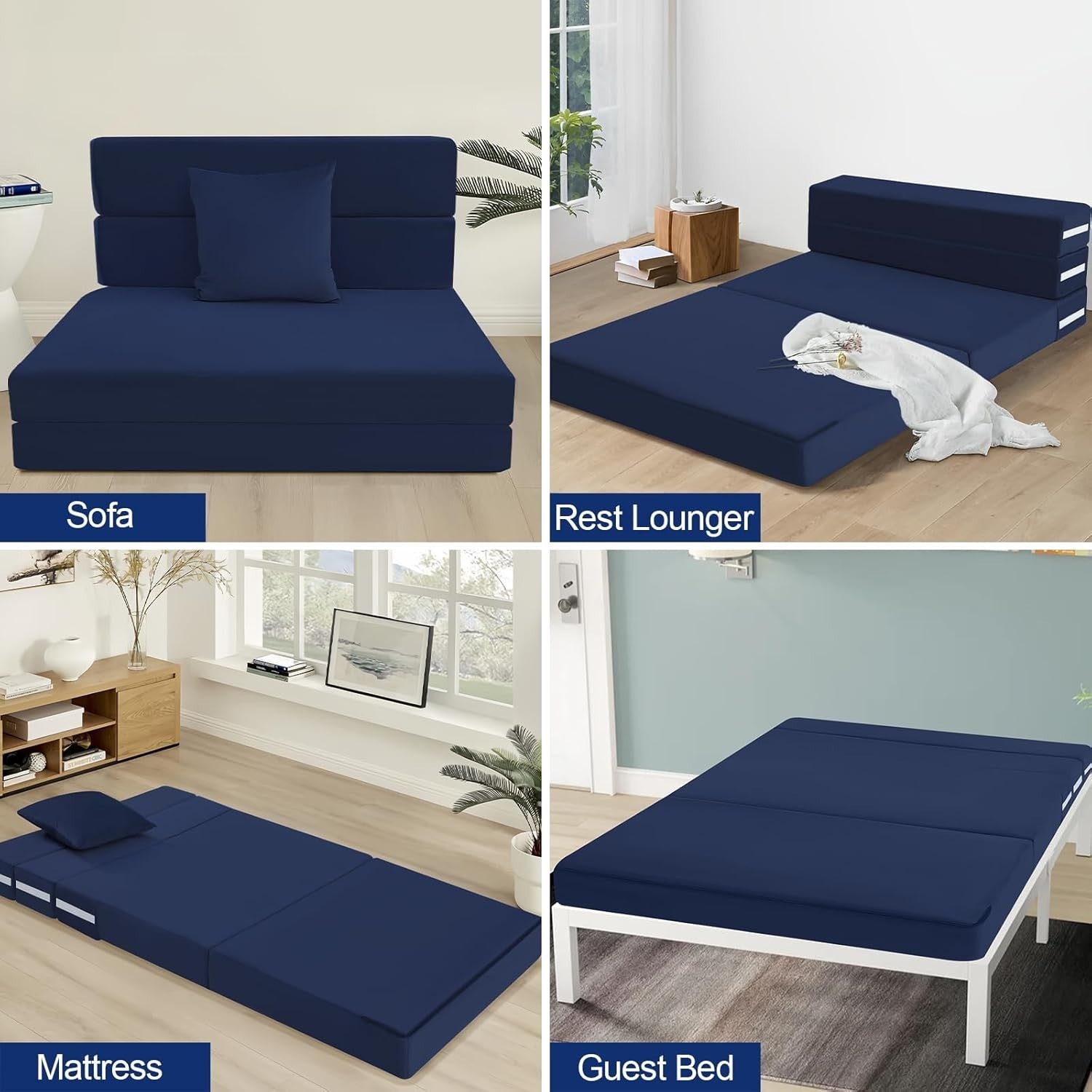 Foldable Floor Sofa Bed Double Futon Mattress Chair Guest Sleep Lounger