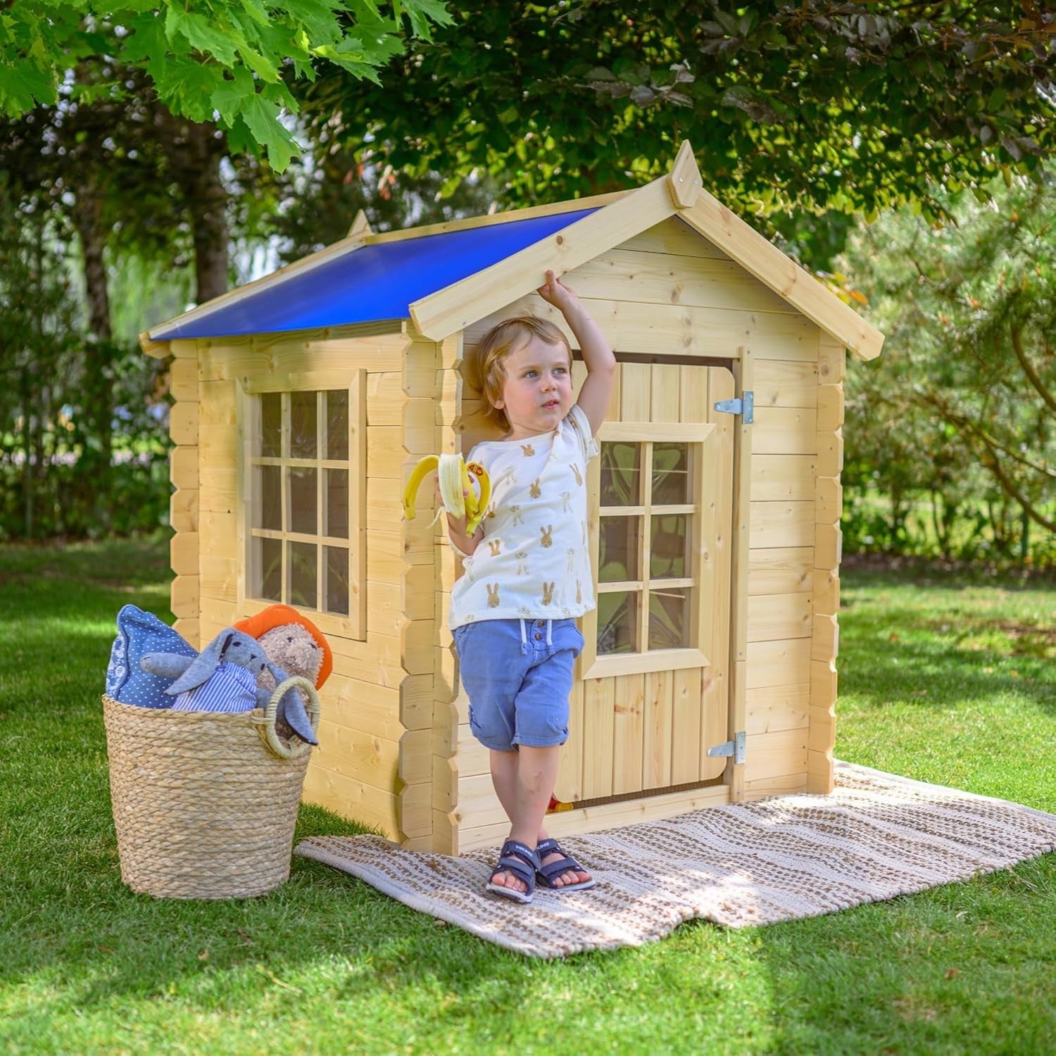 Wooden Kids Playhouse Outdoor Garden Wendy House Solid Wood