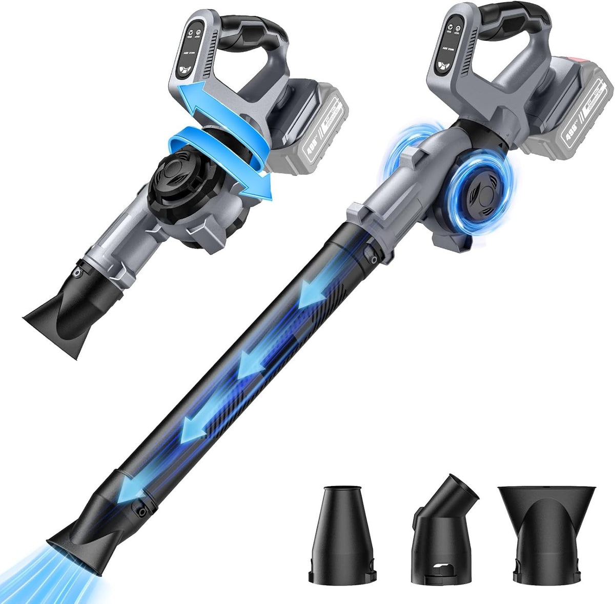 18V Cordless Leaf Blower 252km/h Turbo Adjustable Speed Garden Patio