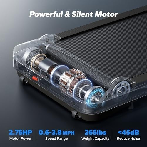 Foldable Under Desk Walking Treadmill 6KM/H Home Office LED Remote