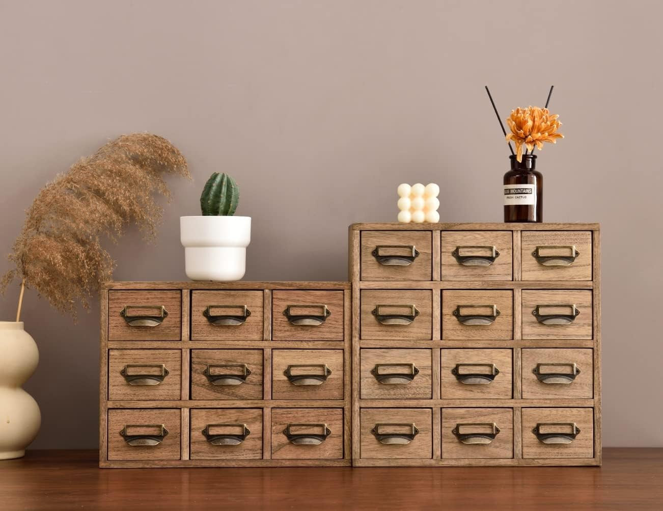 Wood Desktop Organizer 9-Drawer Chest for Jewelry, Tea & Office Supplies