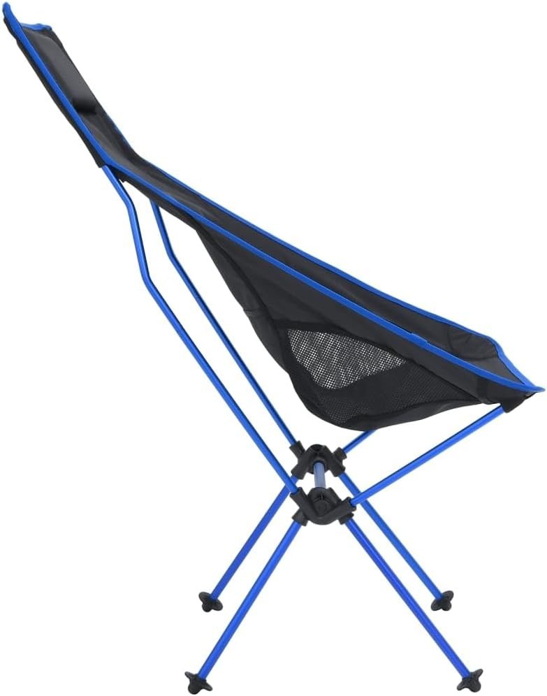 Foldable Camping Chair Portable Outdoor Aluminium Frame Black Blue 600D PVC