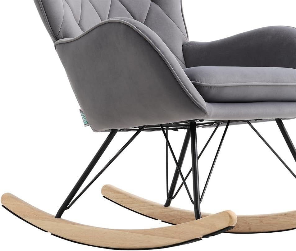 High Back Rocking Chair with Soft Cushion, Stylish Design & Relaxing Comfort
