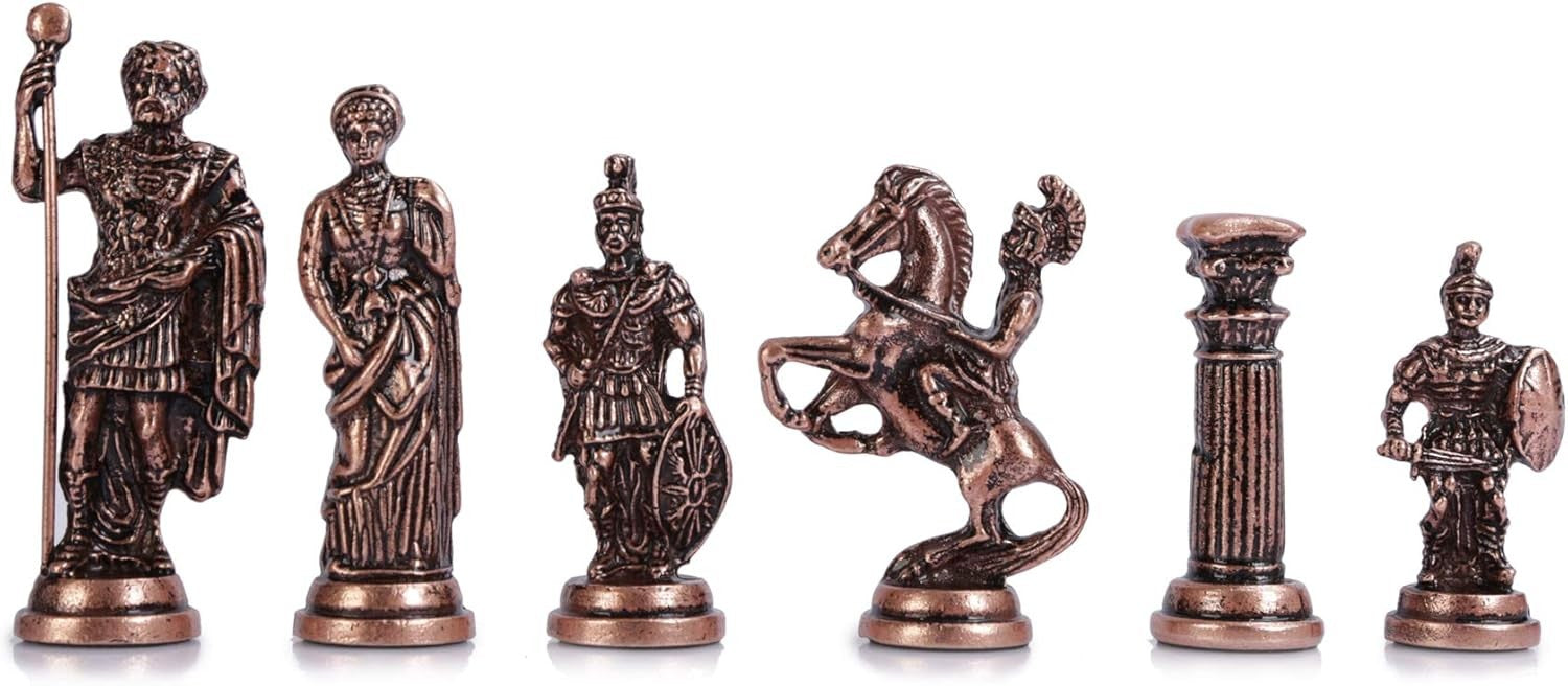 Luxury Metal Rome Chess Set 43cm Board | Handcrafted Antique Figures | Gift Set