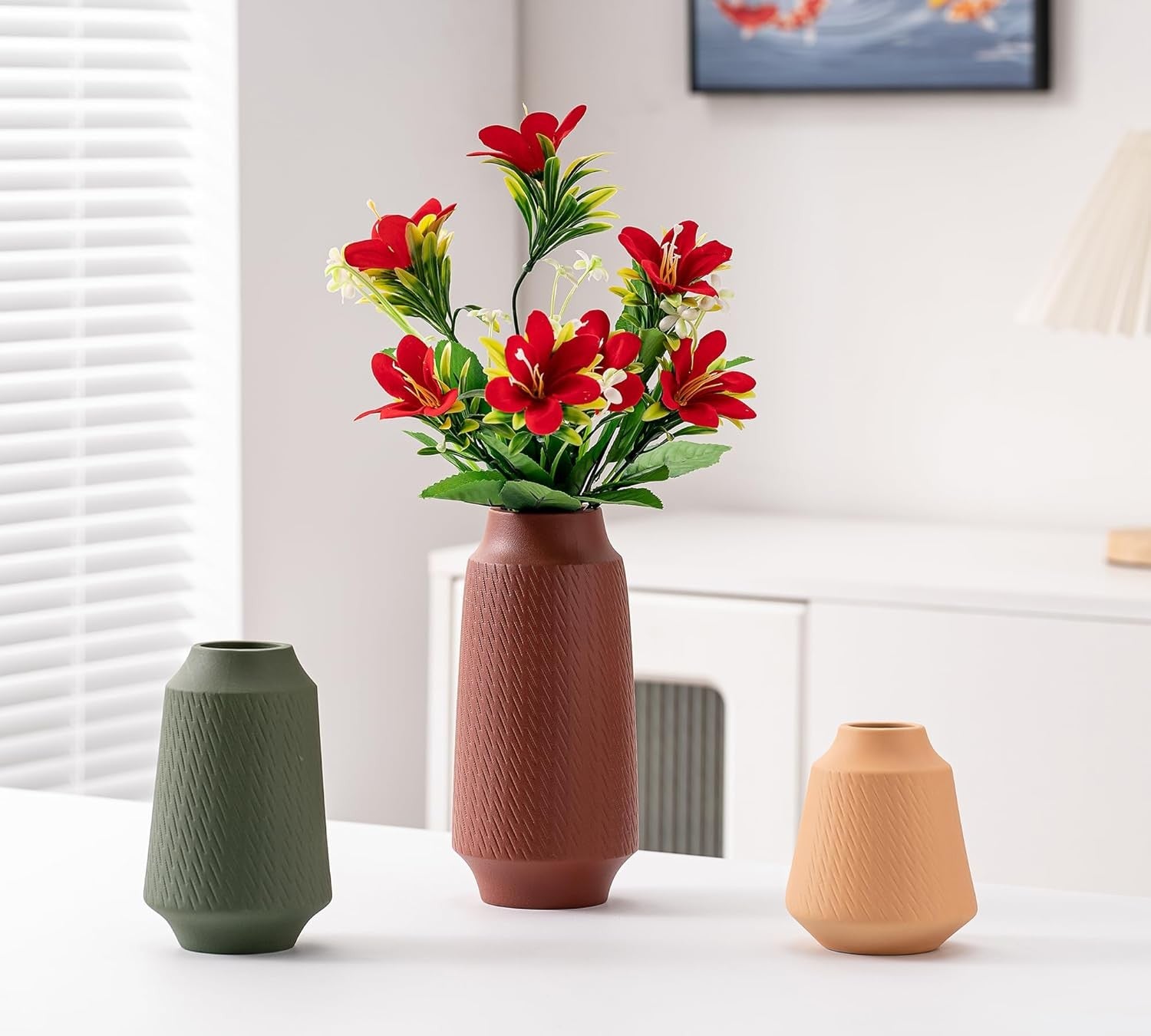 Ceramic Vase Set of 3 Modern Colourful Flower Vases Home Decor