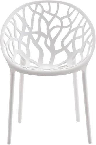 Set of 6 Indoor Outdoor Stackable Dining Chairs Plastic Patio White