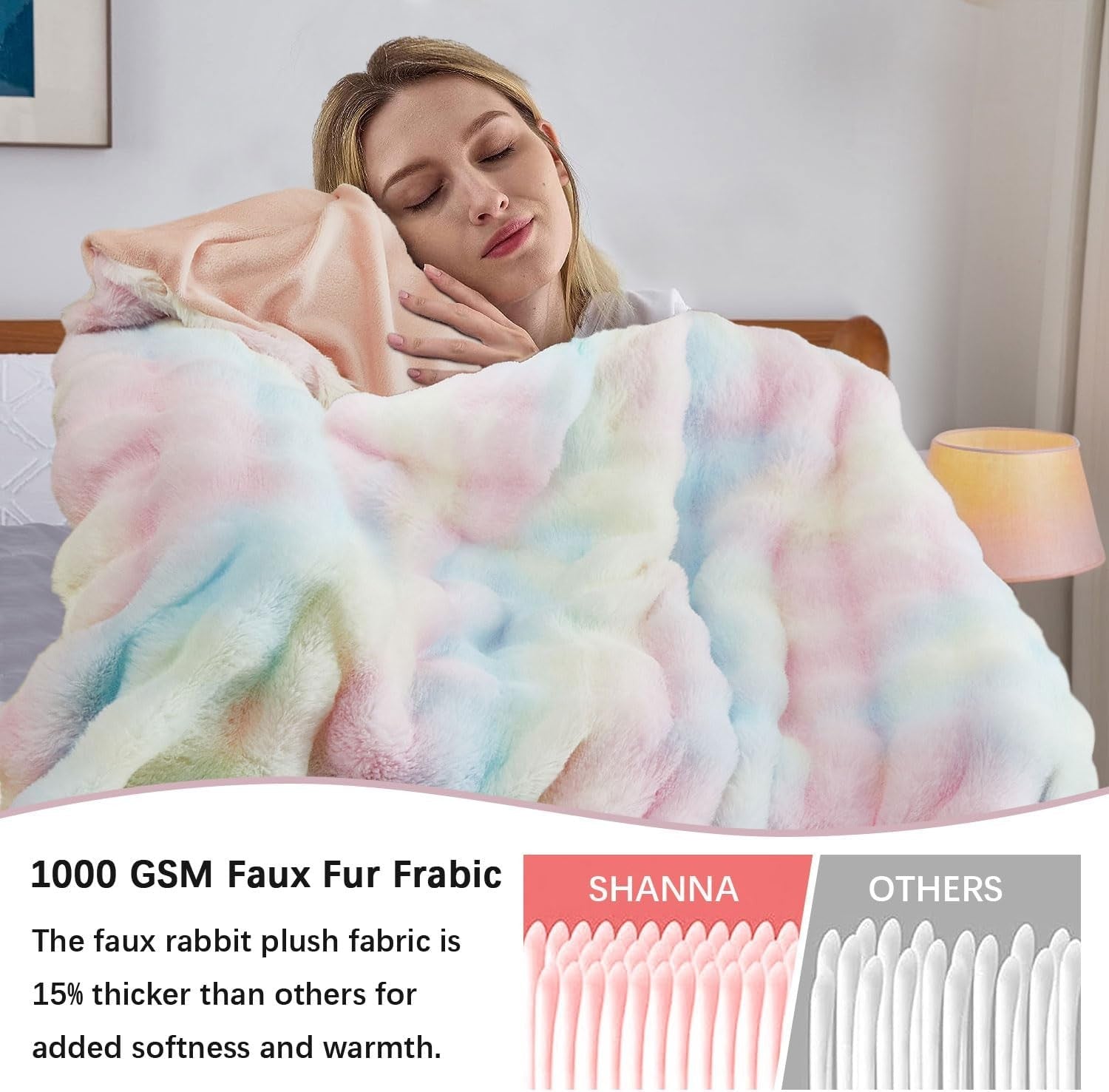 Luxury Plush Fleece Throw Blanket Thick Warm Sofa Bed Rainbow 100x160cm
