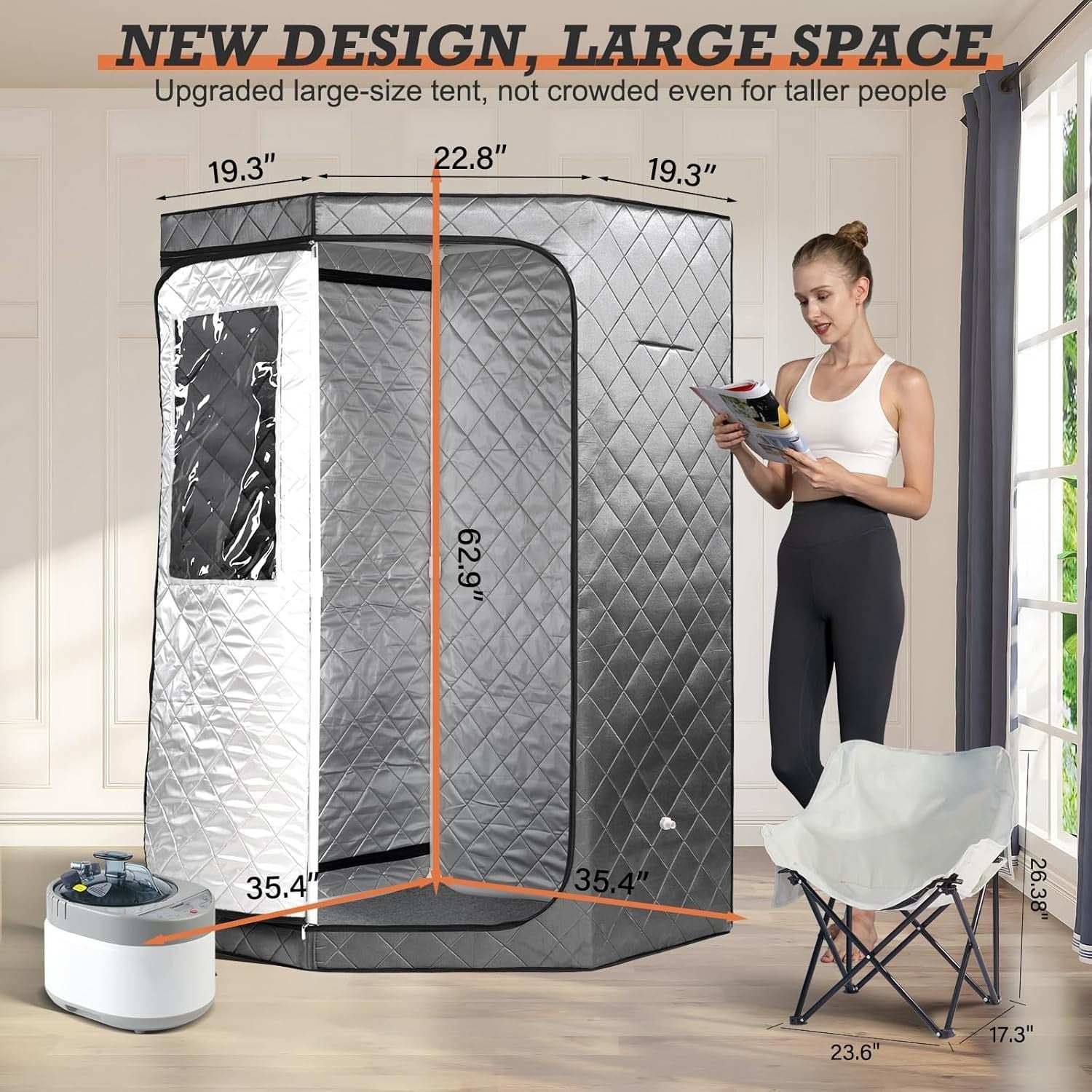 Portable Full-Body Steam Sauna Tent w/ 4L 1500W Generator Remote & Upgraded