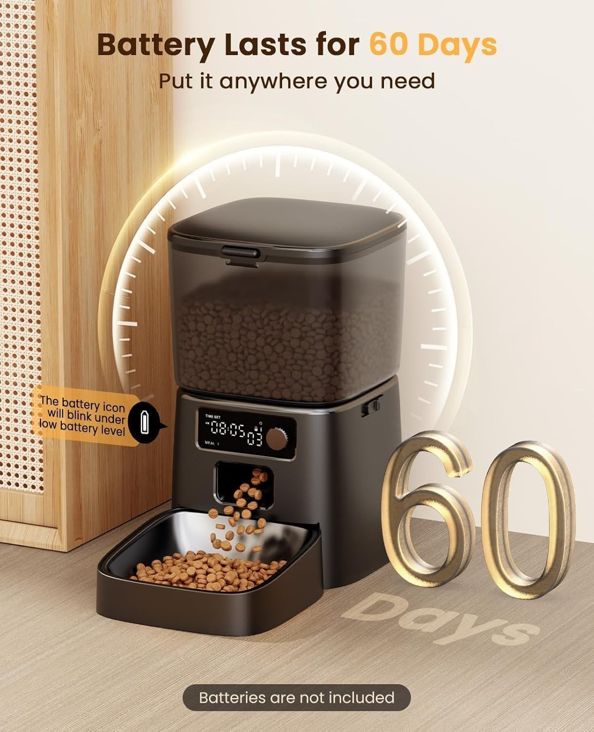 Automatic Cat Feeder 3.5L Timed Pet Food Dispenser 6 Meals Daily