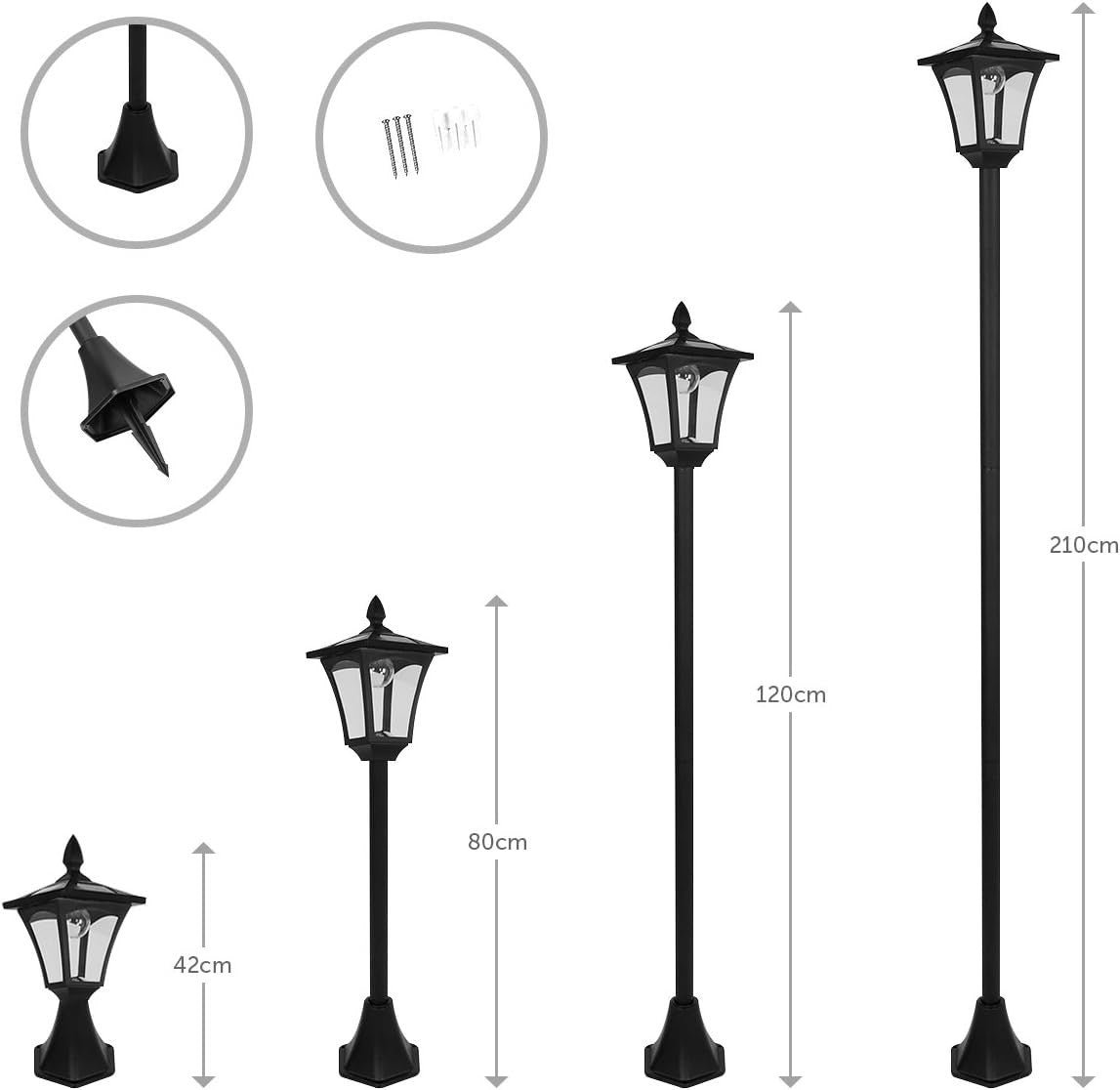 7ft Solar Victorian Lamp Post Cool White Dual Brightness