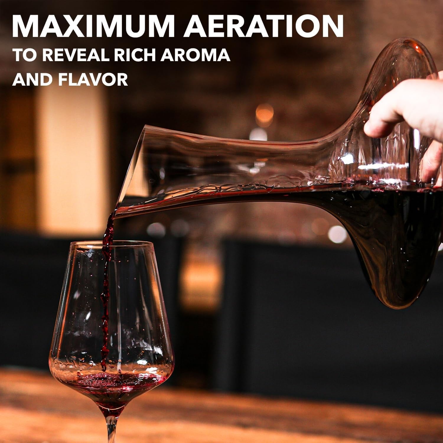 750ml Crystal Wine Decanter with Aerator Hand-Blown Lead-Free Glass Gift