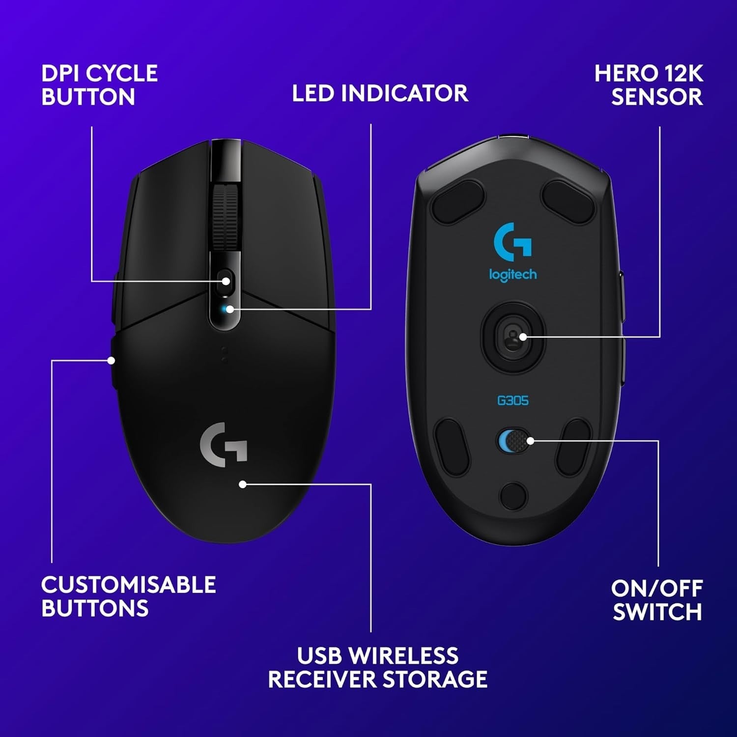 Wireless Gaming Mouse 12000DPI Ultra Lightweight 6 Button Long Battery PC
