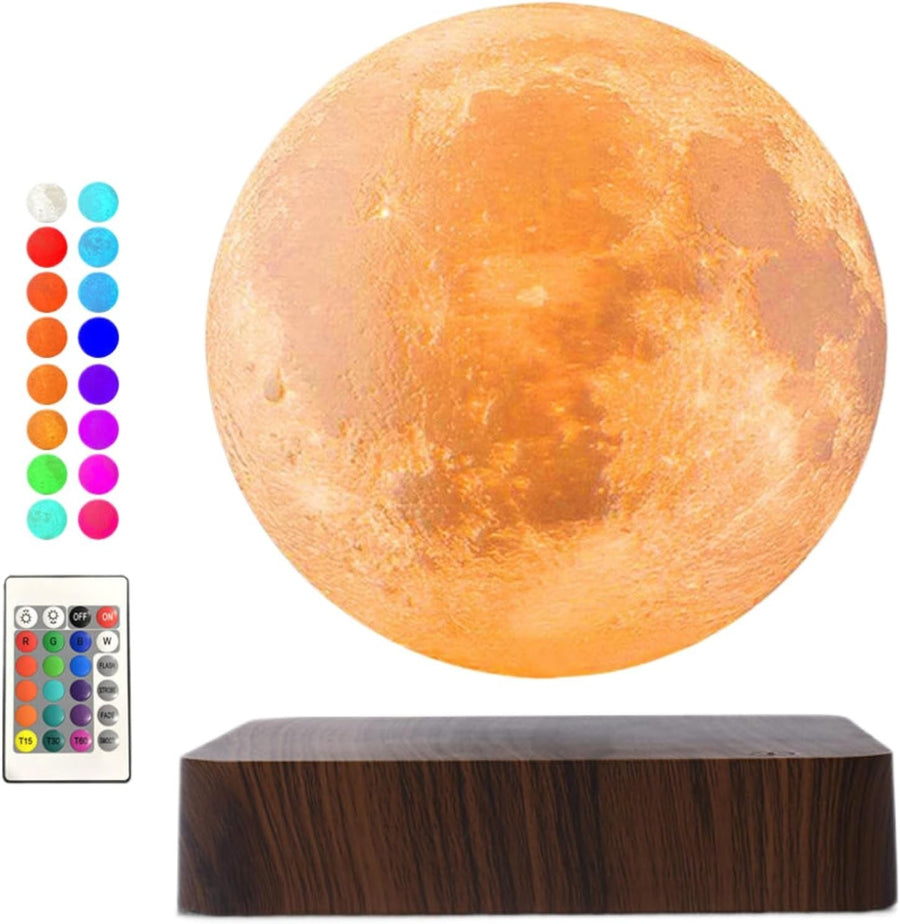 Levitating Moon Lamp 16 Colors, Magnetic Floating 3D LED Night Light Dark Brown