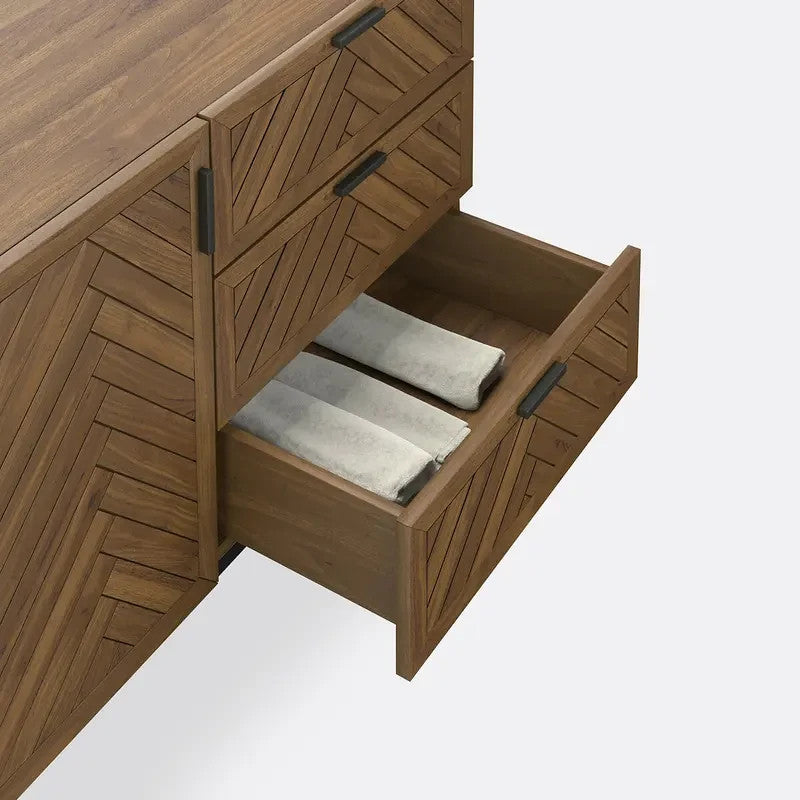 Large Parquet Wood Sideboard Cabinet with Drawers & Cupboards 180cm