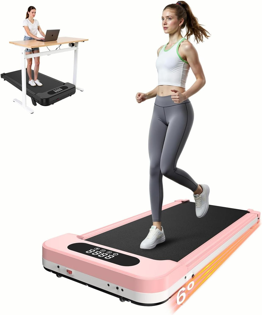 Compact Under Desk Treadmill 8KM/H Incline Portable Quiet Home Gym