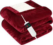 Electric Heated Throw Blanket 180x200cm Sherpa Fleece 10 Heat Auto Off