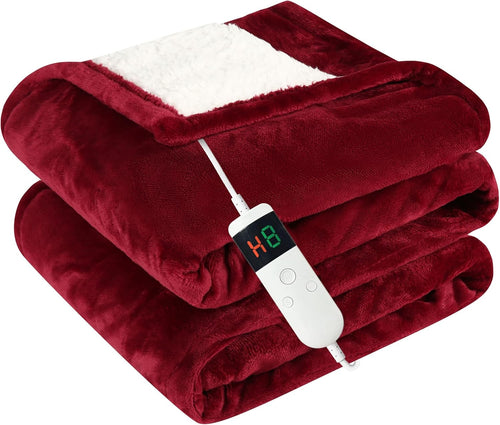 Electric Heated Throw Blanket 180x200cm Sherpa Fleece 10 Heat Auto Off