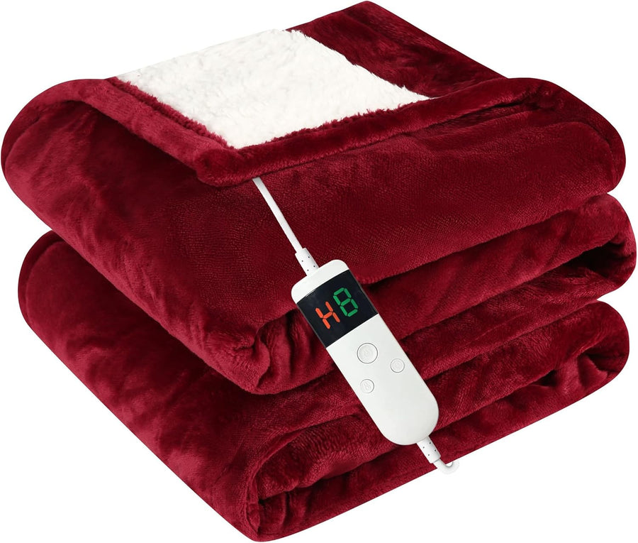 Electric Heated Throw Blanket 180x200cm Sherpa Fleece 10 Heat Auto Off