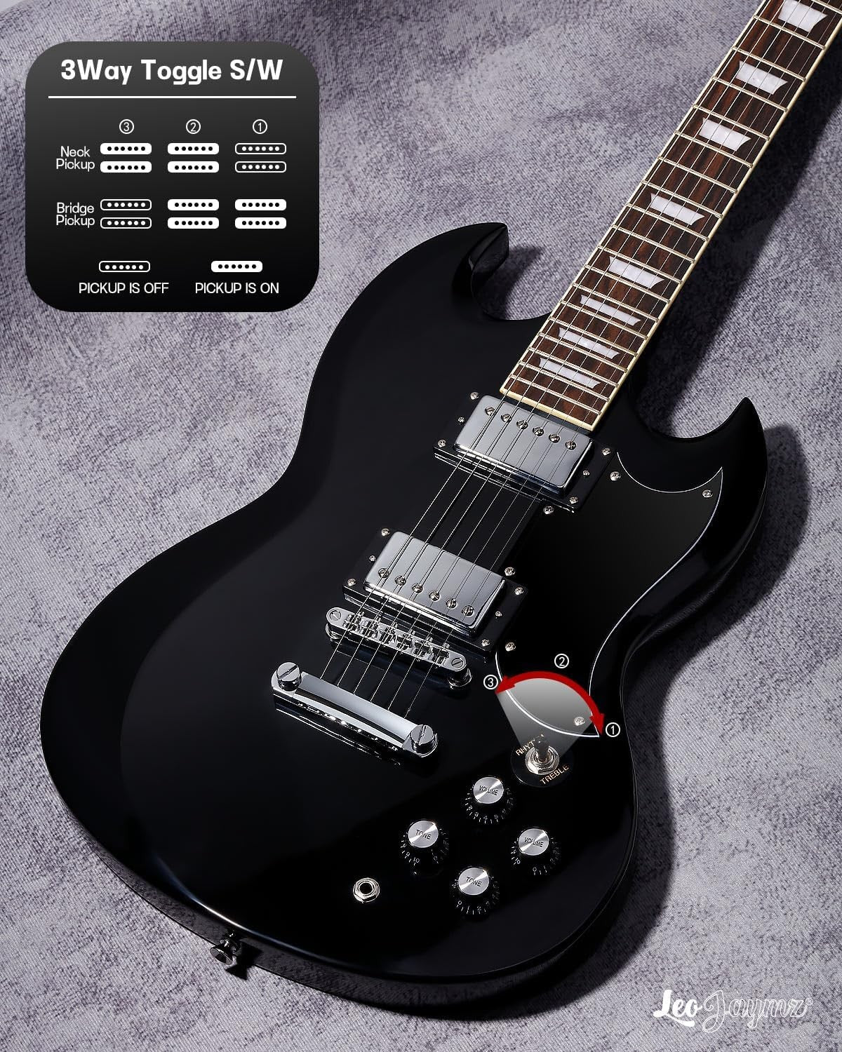 39in Solid Body Electric Guitar Poplar Maple Neck Black