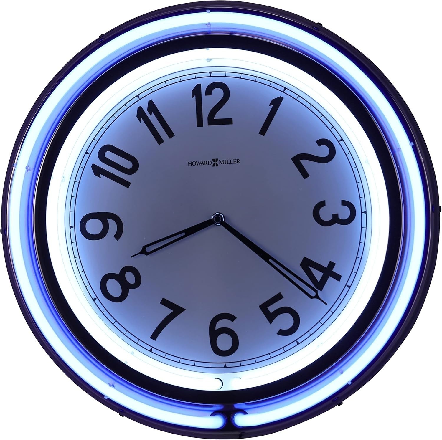 Neon Wall Clock Blue Glow Metal Quartz Modern Retro Living Room Decor