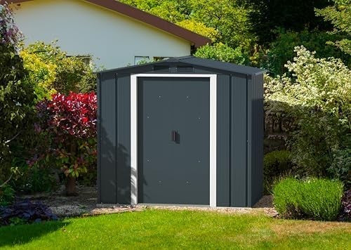 Metal Garden Storage Shed 6x4ft Waterproof Outdoor Tool & Bike Shed Anthracite