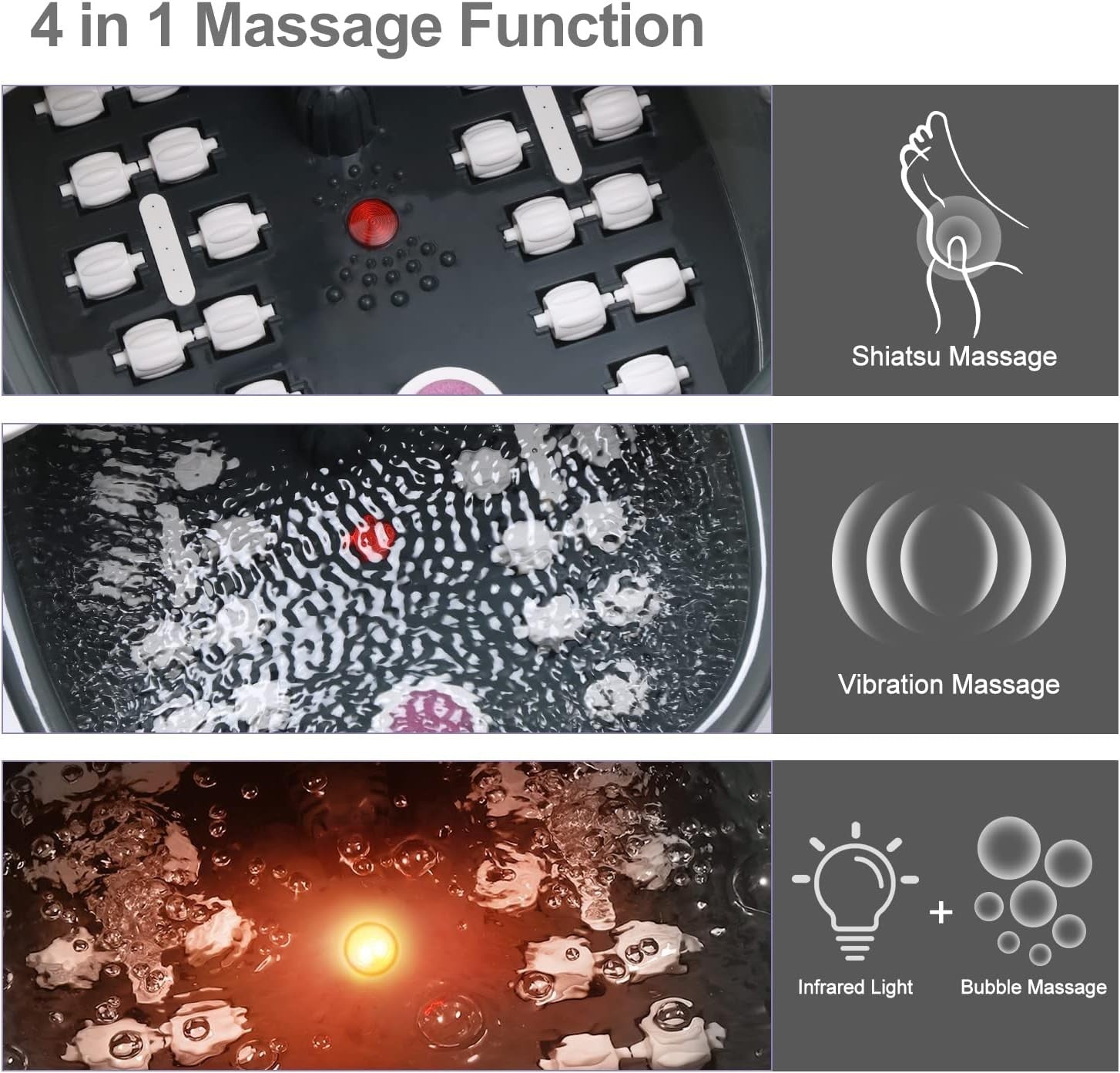 Foot Spa Massager with Heat, Bubbles, Jets & Vibrating Massage