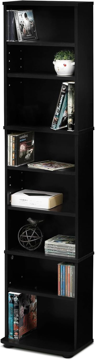 8 Tier CD DVD Storage Tower Adjustable Media Shelf Game Rack Espresso