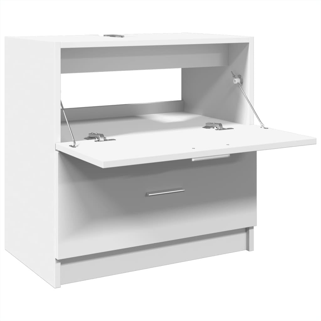 White Bathroom Sink Cabinet 59x37x59cm Modern Under Sink Storage Unit