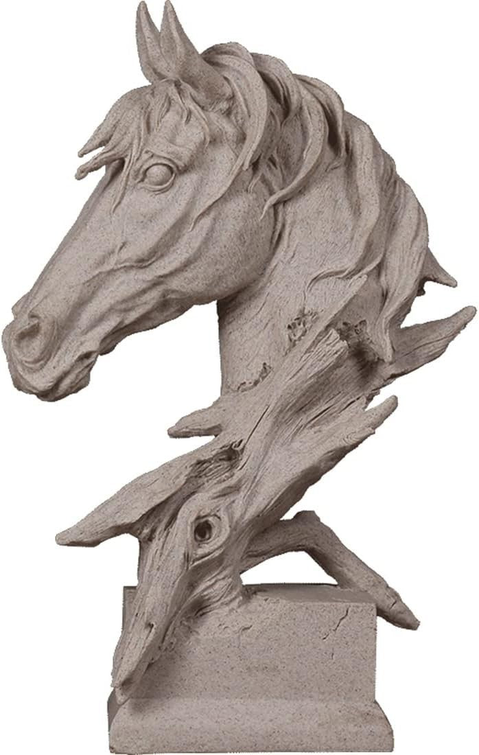 Sandstone Horse Head Sculpture • 30cm Resin Statue • Modern Luxury Home Decor