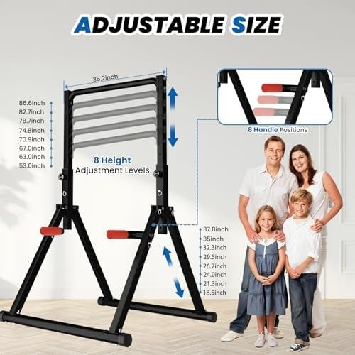 Adjustable Foldable Power Tower – Pull-Up & Dip Station for Home Gym