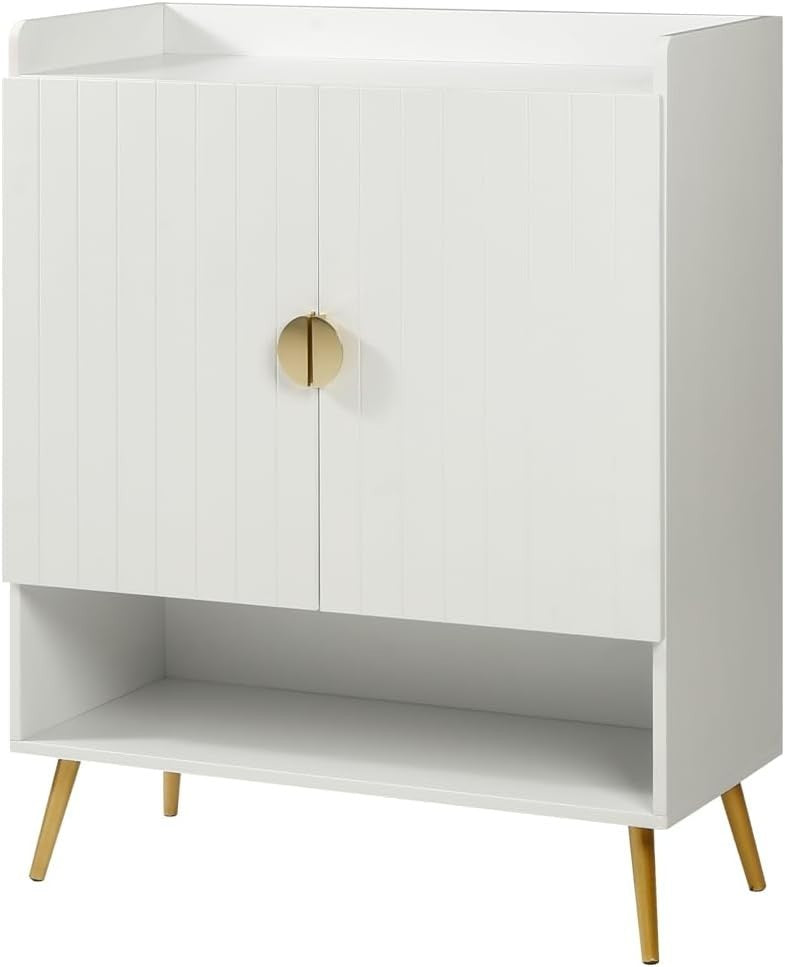 Modern White Shoe Cabinet 2 Door Cupboard w/ Adjustable Shelves 80x35x100cm