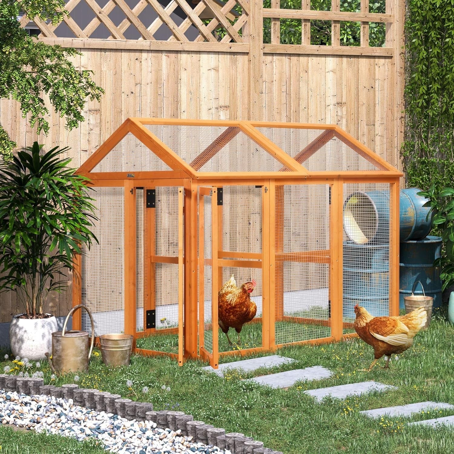 Expandable Wooden Chicken Run Outdoor Pet Playpen Ventilated 1–3 Hens