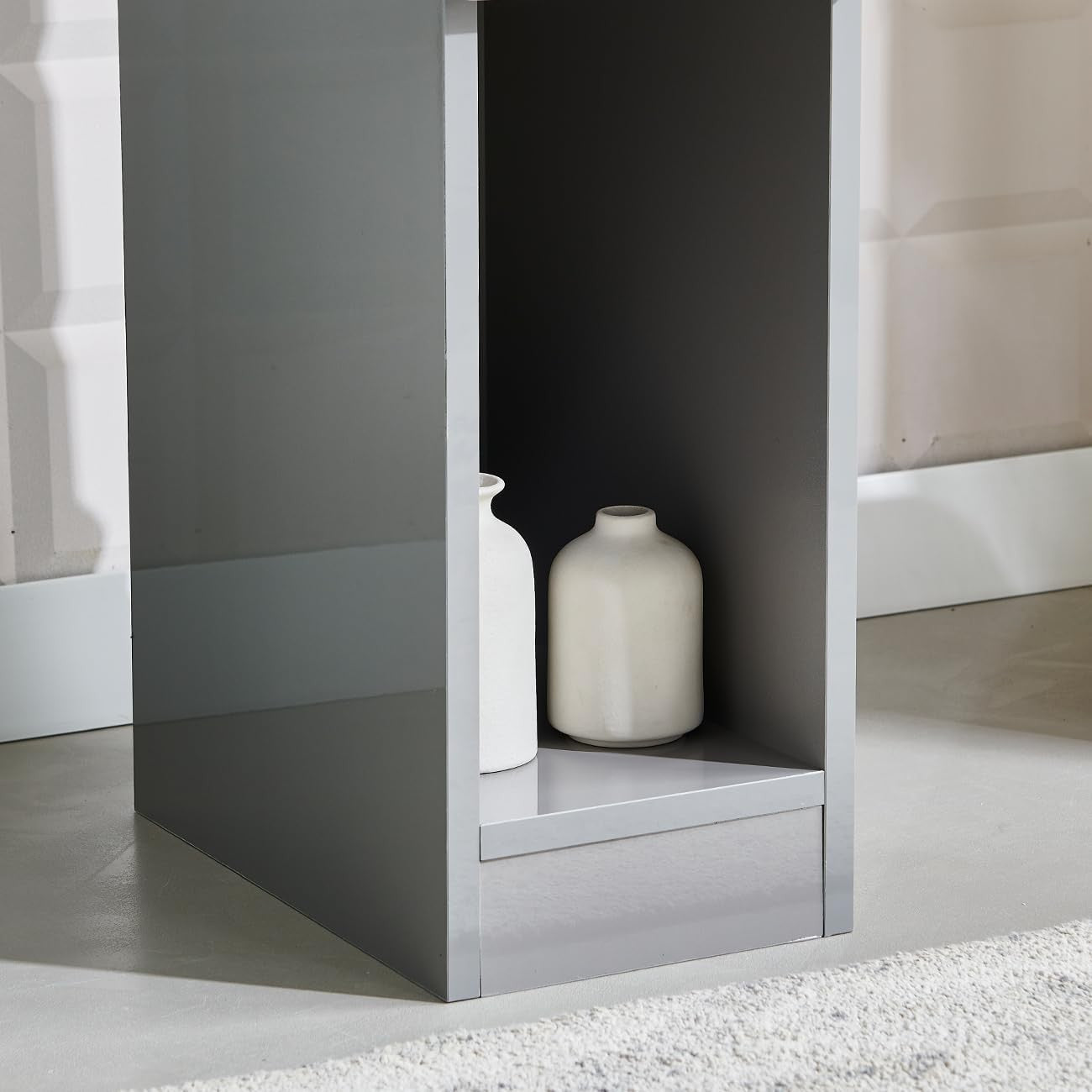 Slim Bedside Table with Drawer & Shelf – Modern Narrow Nightstand
