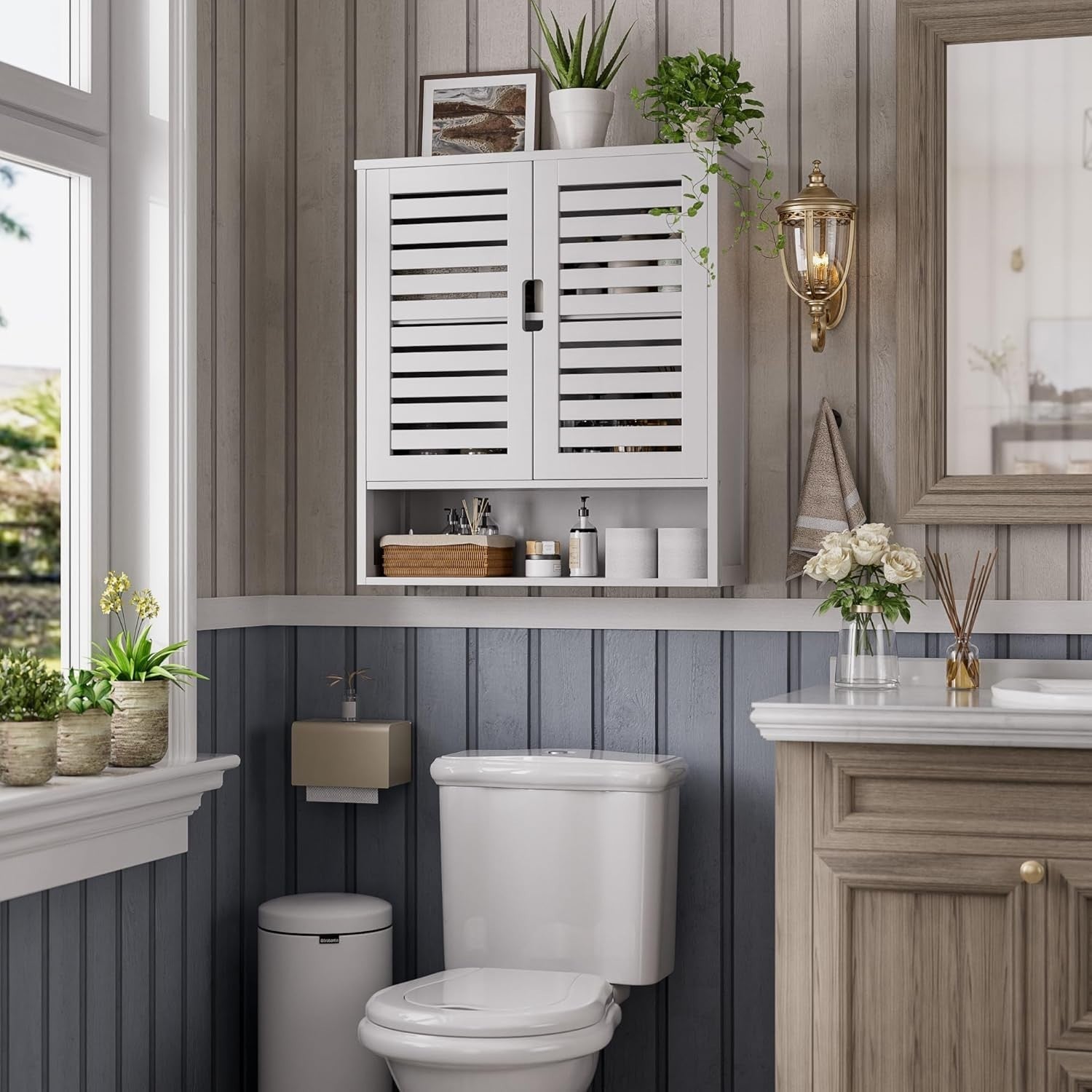Wall Mounted Bathroom Cabinet White – 2 Door, Adjustable Shelves, Space Saver