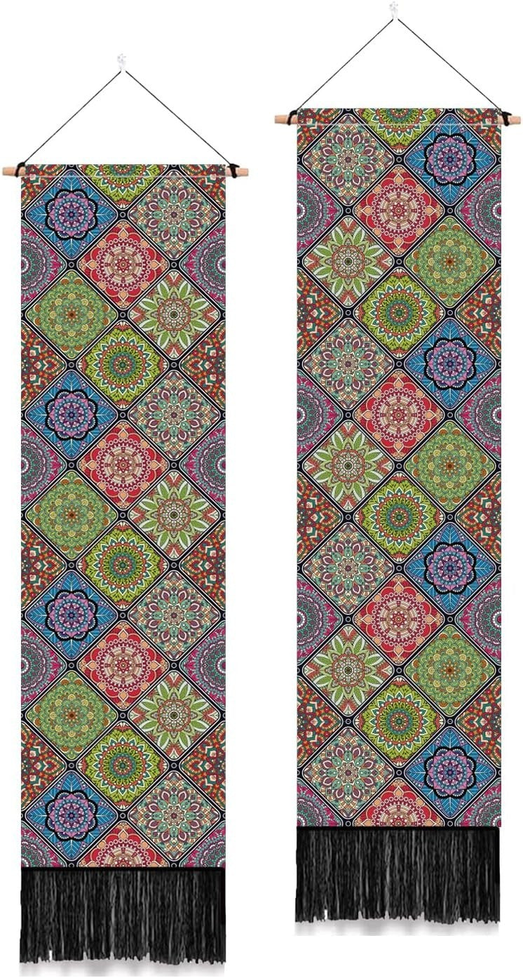 2-Pack Boho Mandala Tapestry 52"x13" Vertical Wall Decor